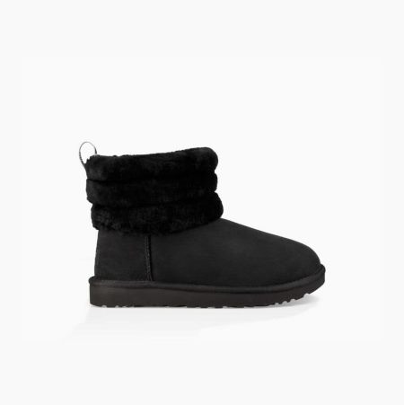 UGG Classic Mini Fluff Quilted - Boots Dame - Svart (NO-Z703)